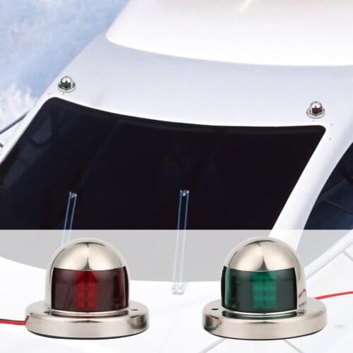 2pcs 1 Pair Stainless Steel 12V LED Bow Navigation Light Red Green Sailing Signal Light for Marine Boat Yacht