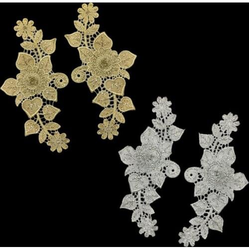 2pcs/pair flower embroidery Patches for suits Retro vintage iron on patches floral appliques for clothing