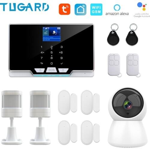 G20 Model Tuya WIFI GSM Home Alarm System 433Mhz Wireless House Security Burglar Alarm Kit 1080P IP Surveillance Camera System
