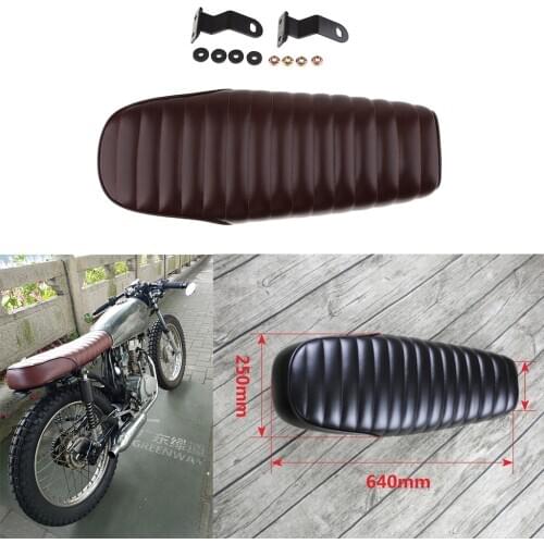 Motorcycle Dirt Bike ATV Seat stripe style Nonsilp Saddle Motorbike Cafe Racer Cushion Pad Seat - Vintage Brown