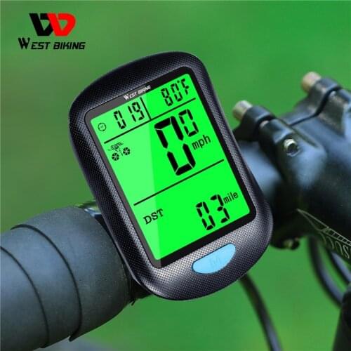 WEST BIKING Wireless Bike Odometer MTB Road Bike Stopwatch with LED Backlight Waterproof Speedometer Cycling Bicycle Accessories
