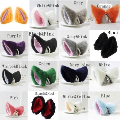 Orecchiette Partys Cat Fox Long Fur Ears Anime Neko Costume Hair Clip Cosplay