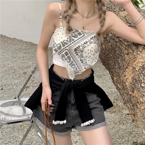 Fashion Cashew Flower Singlet Womens Top Sleeveless Camisole Tank Top Pattern Sexy Tube Top Sweet Crop Tops Inside Outside Wear