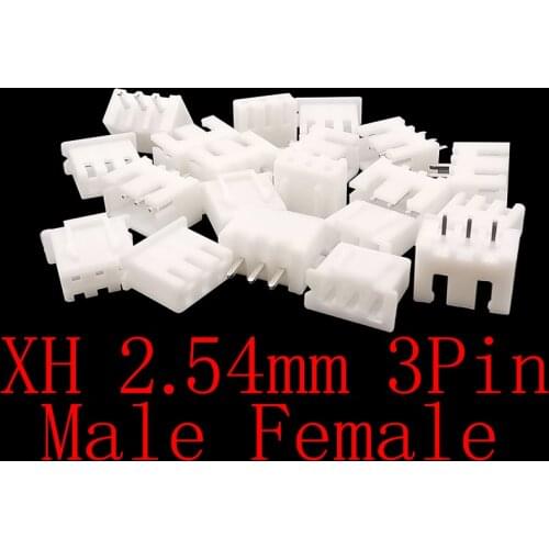 100PCS XH2.54 3Pin JST Terminals Connector Pitch 2.54mm Plastic Shell Housing Male Plug Female Socket Terminal Blocks Adapter