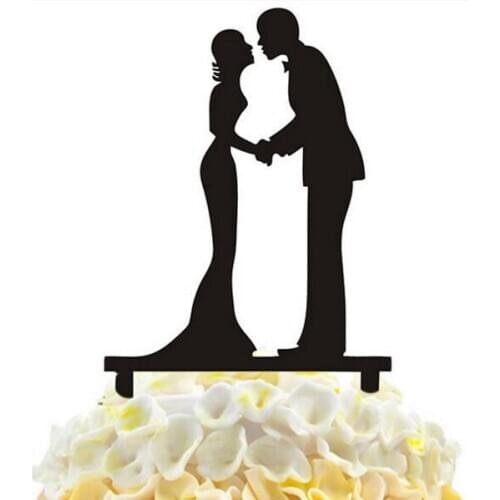100pcs/lot Creative Lovers embrace Acrylic Wedding inserted card Wedding Cake Topper Party Cake Decorations