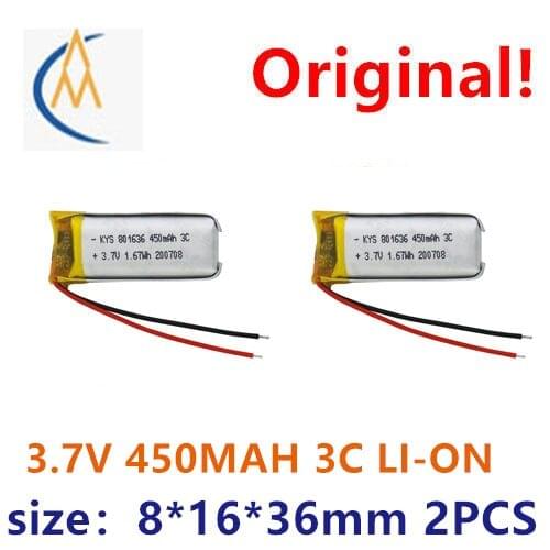 2PCS 801636 801535 3.7V 450mah adult products polymer lithium battery toy aircraft model power belt protection board sound