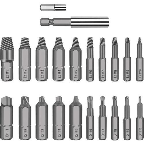 22 Pcs Daed Screw Extractor Set Remove Broken Bolt Screw Remover with netic Holder Socket Adapter