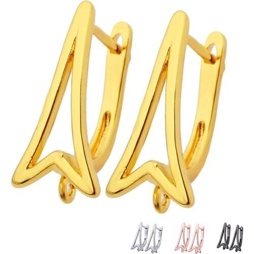 4 Colors 19x12MM Triangle Brass Jewelry Gold Earrings Buckle Jewelry Accessories DIY Jewelry Making Earrings Hooks Wholesale