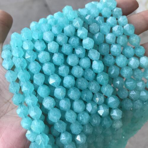 6/8/10mm Faceted Natural Ice Amazonite Stone Beads For Jewelry Making Round Loose Cut Angle Amazonite Stone Beads Fit Bracelet