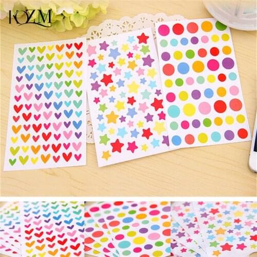 6 pcs/lot colorized heart star paper sticker diy decoration sticker for album scrapbooking diary kawaii stationery Wholesale