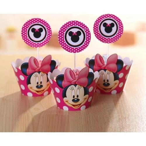 Free shipping 120pcs/lot=10bag paper cartoon cupcake wrapper and cake topper baby girl birthday party cake decorations supplies