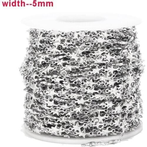 5m/8m/10m/20m Gold/Silver Tone Stainess Steel Chains For DIY Jewelry Necklace Bracelet Finding Making Gifts 5mm width Wholesale