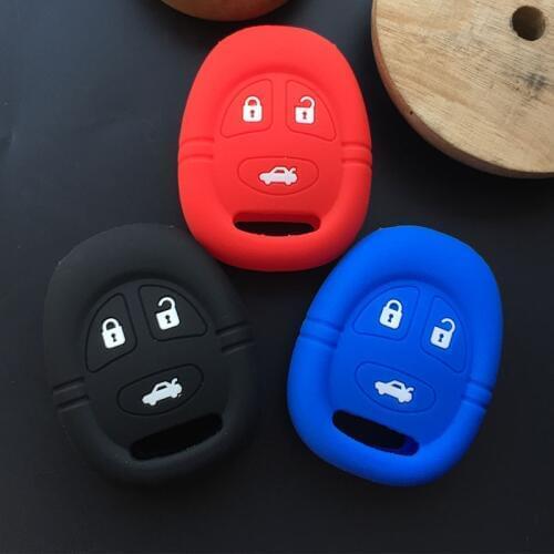 ZAD 3 button silicone rubber car key cover case set for saab 9-3 9-5 93 95 key cover