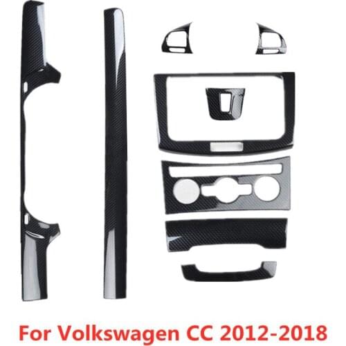 Carbon Fiber Printed Car Steering Dash Cover Center Console Moulding Trim for Volkswagen CC 2012 2013 2014 2015 2016 2017 2018