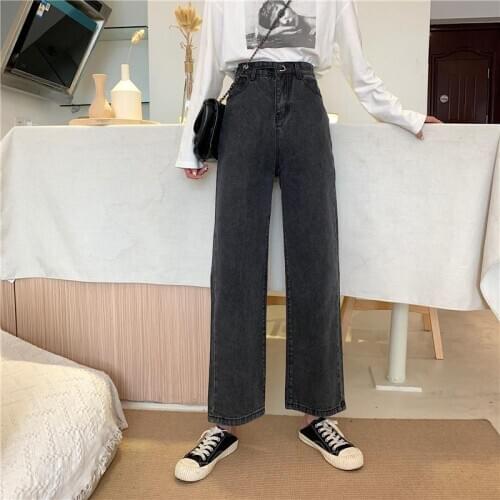 Jeans Spring and Autumn New High Waist Wide Leg Trousers Loose Womens Straight Pants