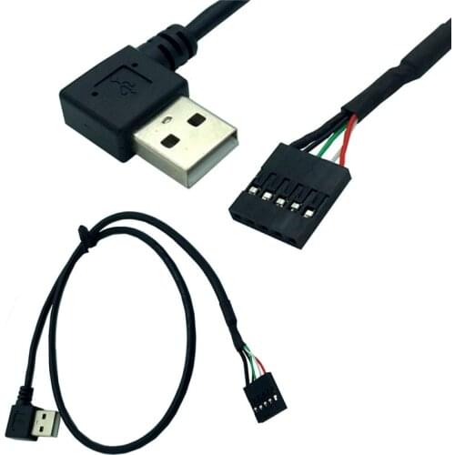 USB 2.0 Left & Right Angle 90 Degree Male to 1x 5Pin Female 2.54 USB Header PCB Motherboard Cable usb 2.0 cable 0.5m/50cm