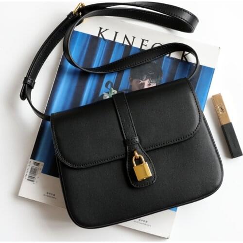 Leather Bag Female 2021 New Summer Lock Retro Three-layer Messenger Bag Niche Single Shoulder Messenger Flap Underarm Bag