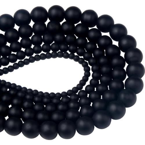 Wholesale Round Dull Polish Glass Black Matte Beads for Jewelry Making 4MM 6MM 8MM 10MM 12MM