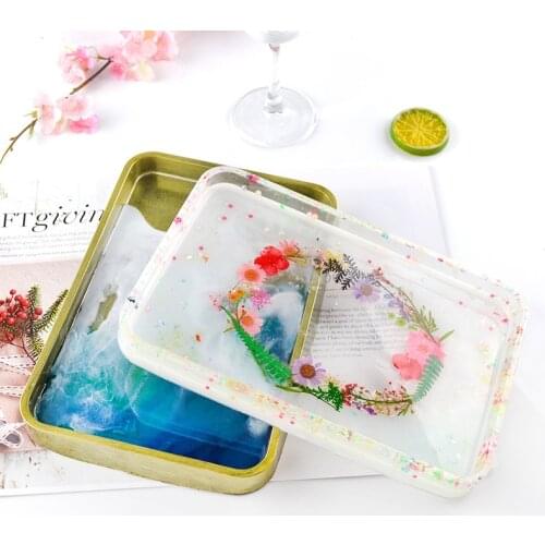 Square Plate Mold Mirror Epoxy Resin Mold Containing Storage DIT Clay Tray Molds Table Home Decoration Jewelry Making Art Mould