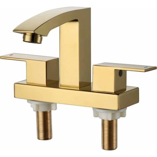 Free ship Square 4" Centerset Bathroom Basin lavatory Faucet Sink Tap Gold