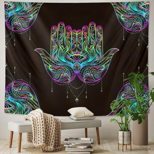 Lucky hand psychedelic scene home art decorative tapestry witchcraft tapestry Hippie Bohemian decorative Datura sheet