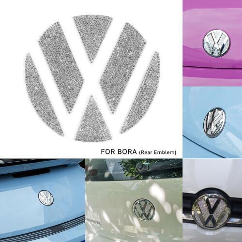 Diamond Bling Rhinestone Rear Trunk Lid Emblem Badge Sticker Decor for VW Volkswagen Bora 2014-2019