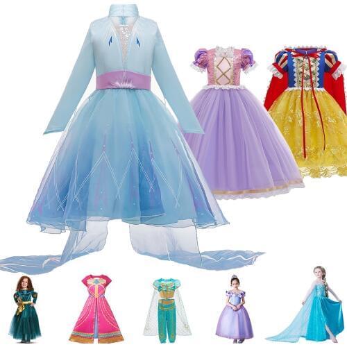 2020 New Dress Girls Halloween Snow White Princess Dress up Costume Child Party Fancy Gowns VestidoS