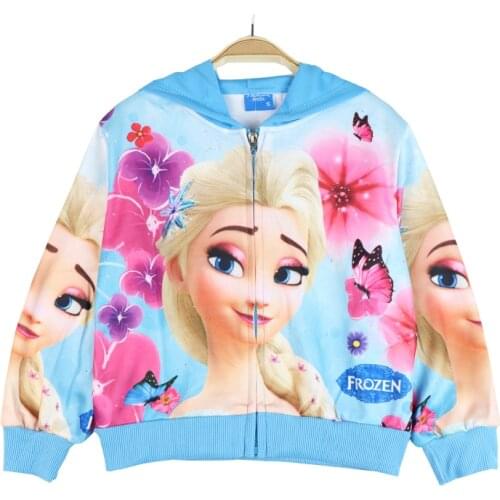 2021 New Spring Autumn Frozen Anna Elsa Princess Girls Coat Baby Kids Flower Hooded Outwear Baby Kids Coats Jacket Clothing 2-8y