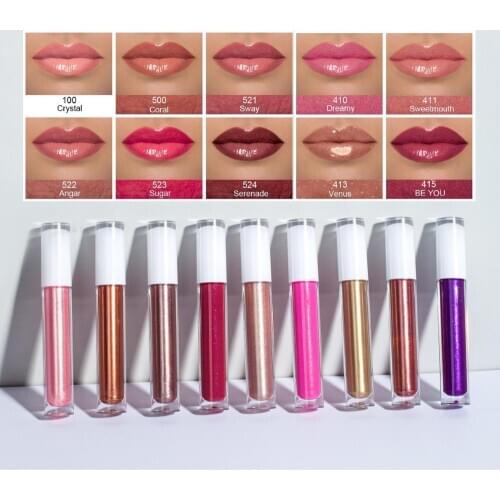New Arrival Luxury Shiny Glitter Makeup Lipgloss Clear Nude Pigment Long Lasting Waterproof Liquid Glossy Custom Private Label