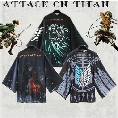 New Anime Attack On Titan Levi Ackerman Scout Regiment Symbol Cosplay Costumes Kimono Haori Eren Jaeger Cardigan Jacket Cloak