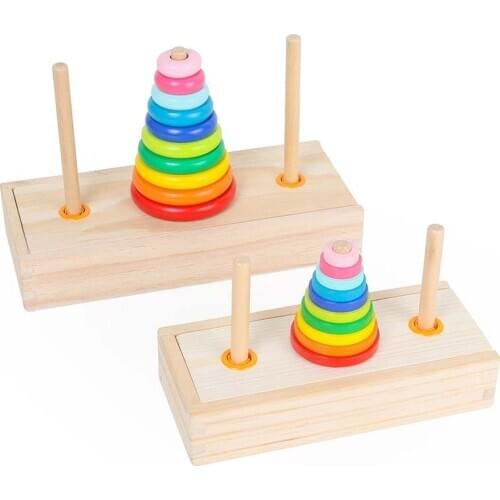 New Classic Mathematical Puzzle Toy for Children Hanoi Tower Kids Wooden Early Educational Toys