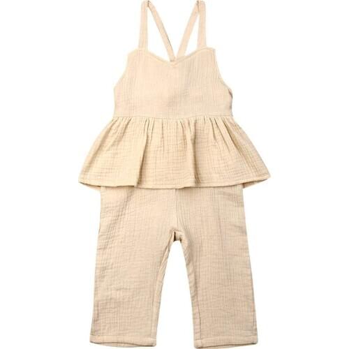 Kids Baby Girls Overalls Sleeveless Backless Romper Toddler Girl Jumpsuit Wide Leg Pants Trousers