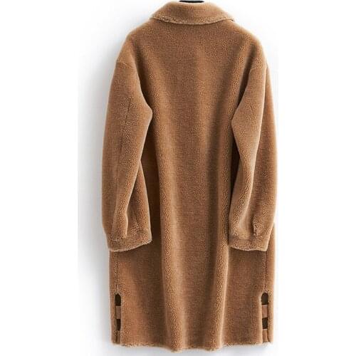 Real Sheep Shearling Fur Coat Female Lamb Fur Jackets Winter Jacket Women Wool Coats Korean Long Jacket veste femme MY