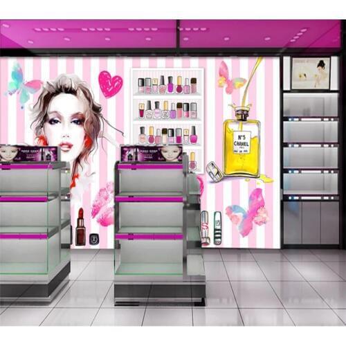 Custom wallpaper 3d murals fashion watercolor beauty cosmetics makeup store background wall papers home decor mural 3d wallpaper