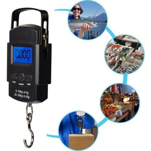 NEW 50KG/10g Mini Electronic Portable Digital Scale LCD Display Suitcase Travel Handheld Weighing Hanging Scale Fishing Balance