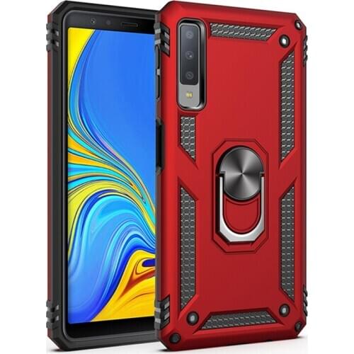 Heavy Duty Car Magnet Armor Case For Samsung Galaxy A7 2018 Shockproof Cover 360 Rotating Stand
