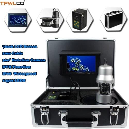 7inch Monitor 20m Cable Fish Finder 14pcs LEDS 1000TVL Underwater Fishing Camera System With DVR Recording