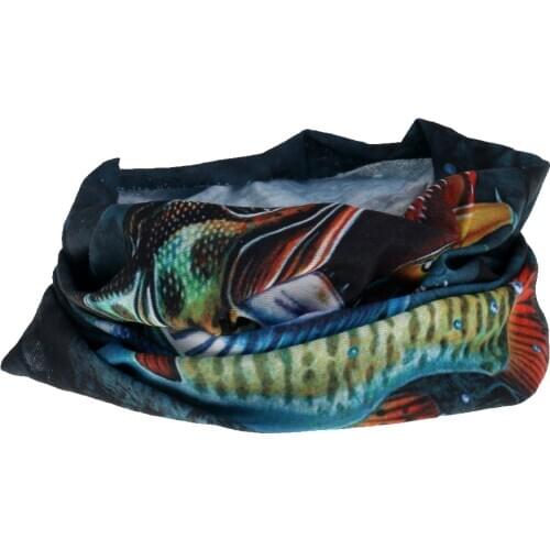 Fishing Tube Scarf Headwear Headband Fly Fishing Anti-UV W/ 3D Fish Pattern