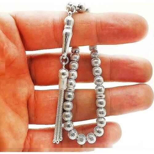 Silver Sphere Cut Rosary