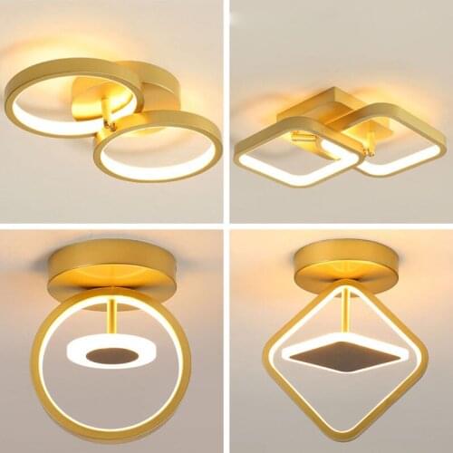 Geometric Shape Modern Minimalist Wrought Iron Ceiling Aisle Light Bedroom Study Restaurant Entrance Led Lighting