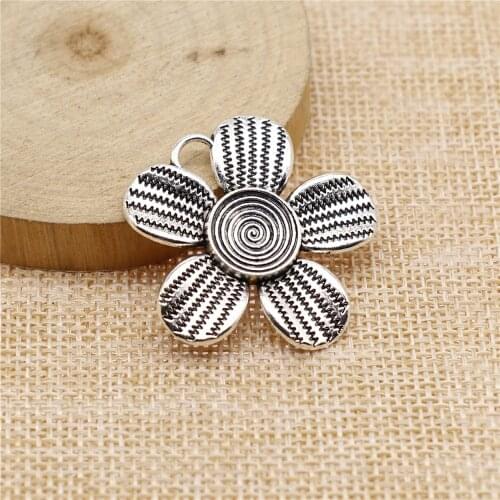 WYSIWYG 2pcs 35x34mm Flower Pendants Alloy Metal Flower Charm Big Pendants Big Flower Pendants For Jewelry Making