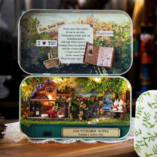 Funny Countryside Notes 3D Wooden DIY Handmade Box Theatre Dollhouse Miniature Box Cute Mini Doll House Assemble Kits Gift Toys