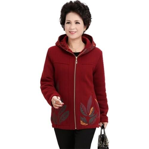 Autumn Women Hoodies Sweatshirt Casual Hooded Jacket Loose Plus Size 5XL Female Zipper Overcoat Middle Aged Sweatshirt Coat J364