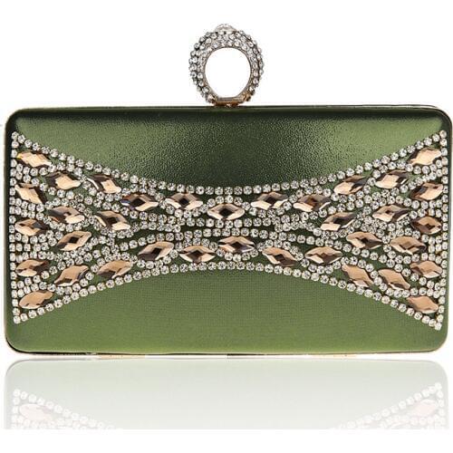 2016 High Fashion Green Ladies Zircon Wedding Evening Bag Clutch handbag Bride Party Purse Mini Makeup Bag Mujere Bolso 0516A