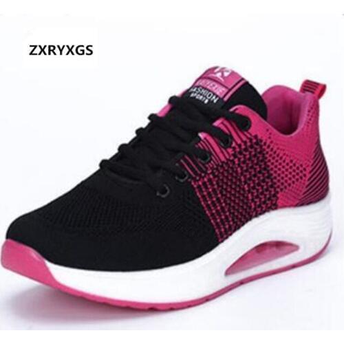 2020 New Mixed Colors Women Shoes Fashion Casual Shoes Breathable Mesh Low Help The Bottom Air Cushion Dance Shoe Women Sneakers
