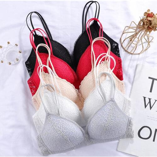Women Bra Sexy Lace Bralette Floral Wireless Bra Female Underwear A B Cup Lingerie Soft Solid Color Fashion Brassiere