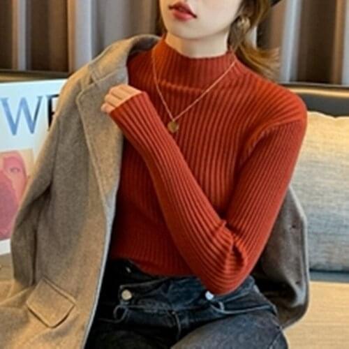2021 Autumn and Winter Sweater Fashion Women Turtleneck Sweater Korean Lady Jumpers Casual Loose Pullover Soft Warm Tops 16608