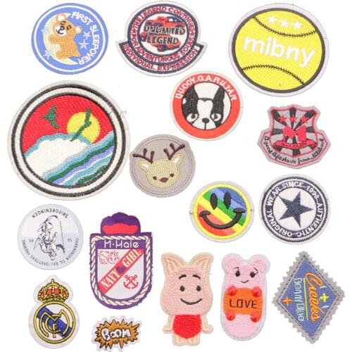 1 Round Animal Ball Embroidered Clothing Stripe Iron Decal Backpack Badge DIY Clothing Accessories Jacket Sewn Shoulder Badge