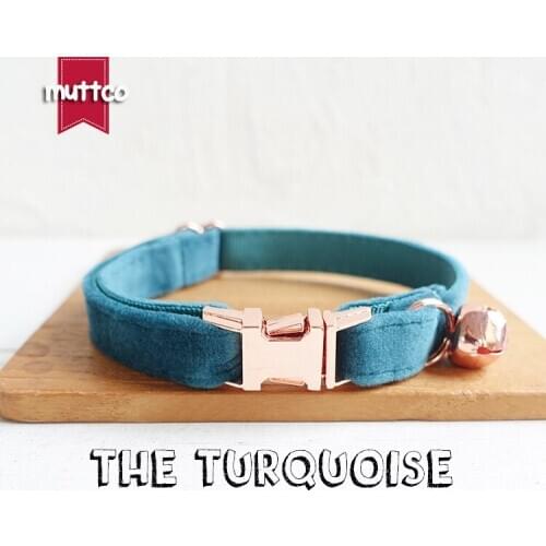 10pcs/lot MUTTCO retail with rose gold high quality metal buckle collar for cat THE TURQUOISE design cat collar 2 sizes UCC097M