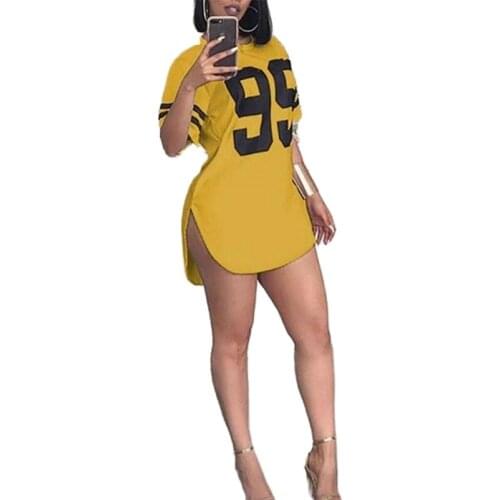 2021 Dresses Casual Joggers Tshirt Dress Dropshipping S-5XL Plus Size Clothing for Women S-5XL Sweet Sexy Split Mini Dress